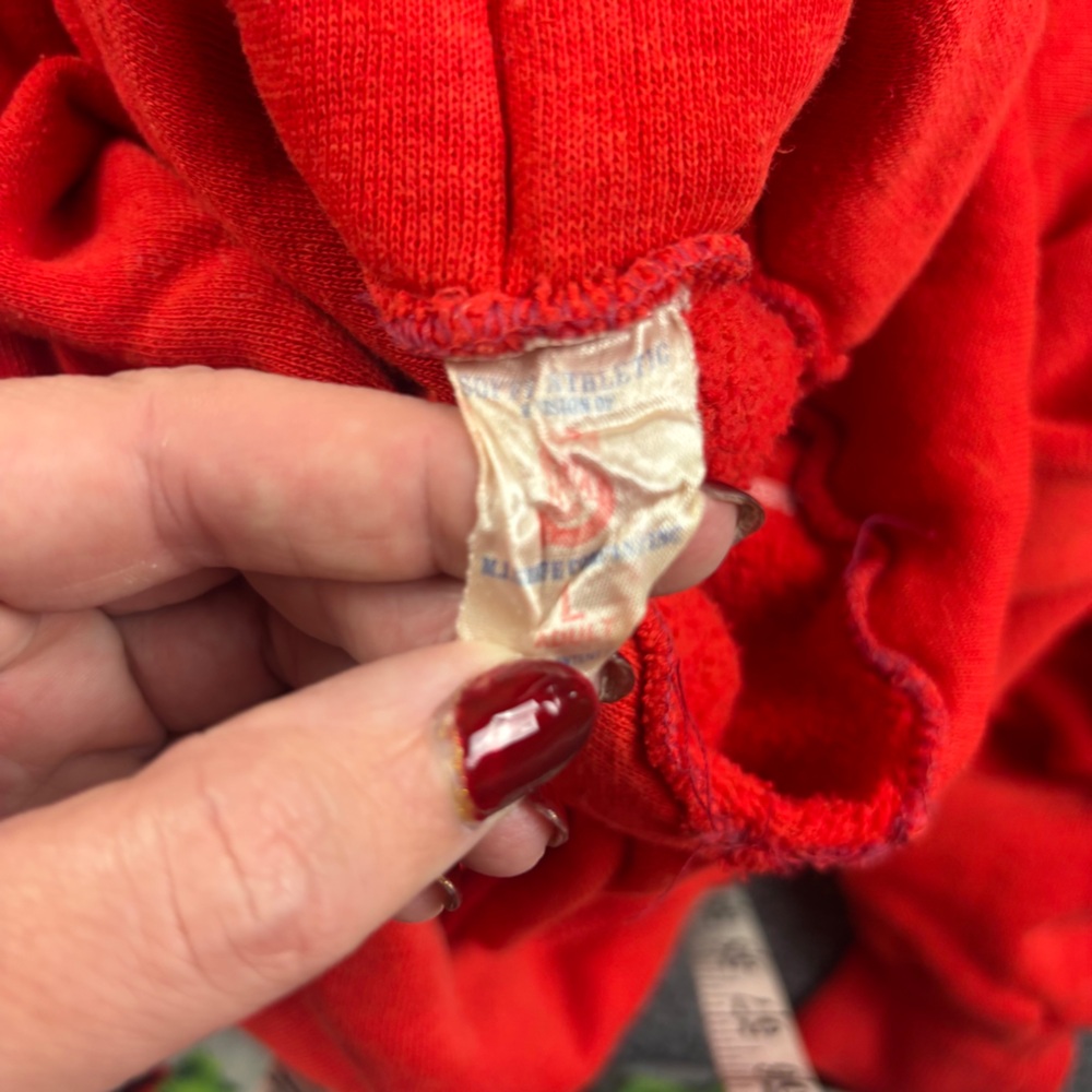 MTV Vintage Red Hooded Sweatshirt w/Yellow Logo 80s size: Large - Picture 7 of 9